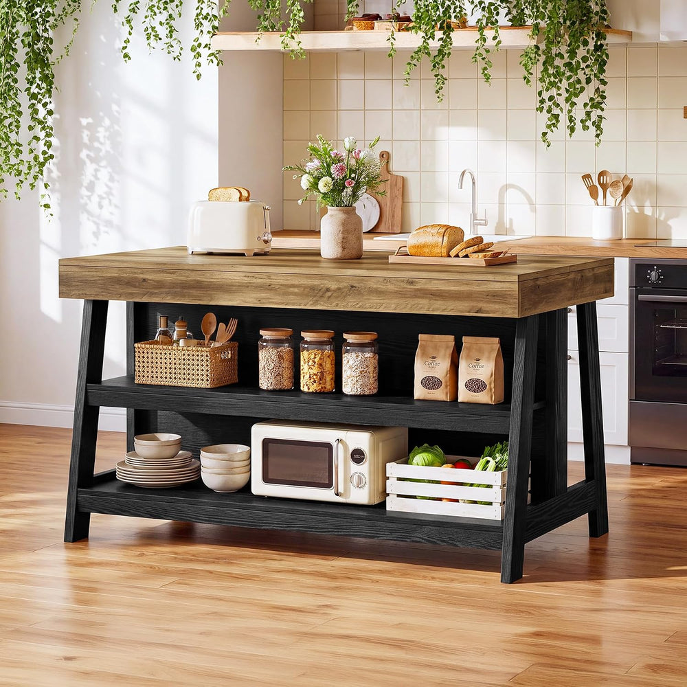 Tribesigns 55-Inch Kitchen Island with Storage, Farmhouse Island Table | 35.4...