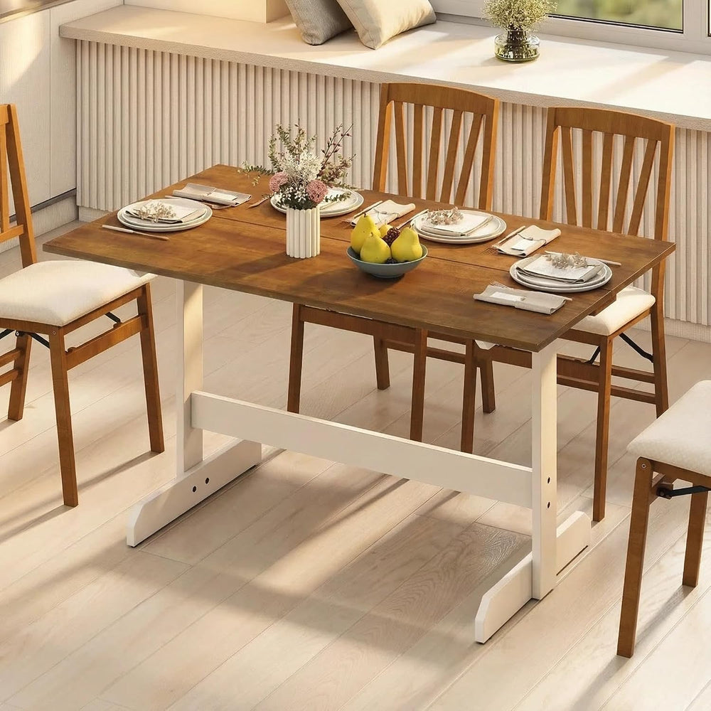 Tangkula 55 Inch Dining Table for 4-6 People, Rectangular Kitchen Table with ...