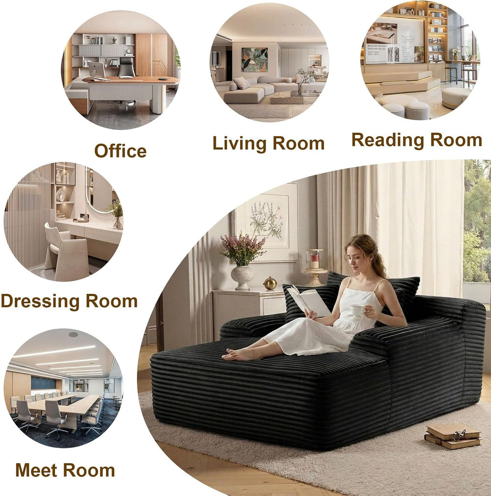 ODUWA 65" Oversized Chaise Lounge Chair Indoor, Cloud Couch Chair with W...