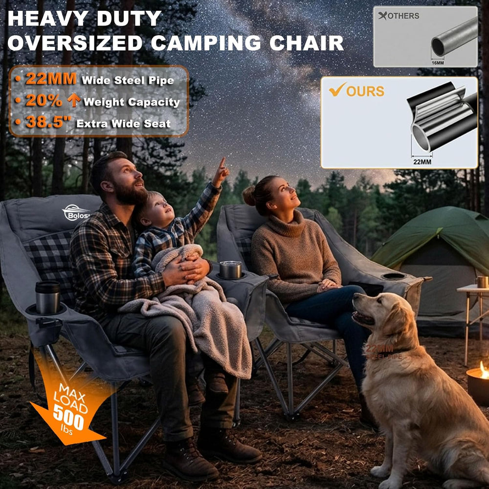 Oversized Camping Chairs for Adults Heavy Duty Padded Outdoor Lawn Chair