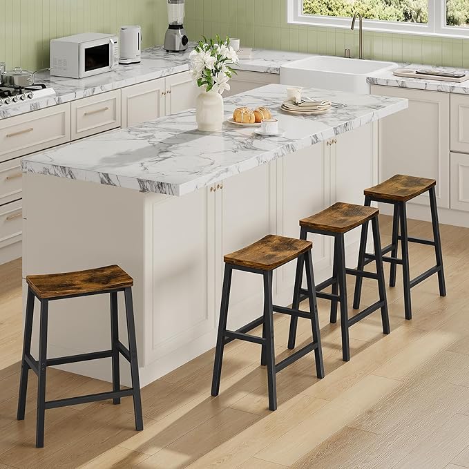 HOOBRO Bar Stools Set of 4, Counter Height Bar Stools, 23.6'' Bar Cha...