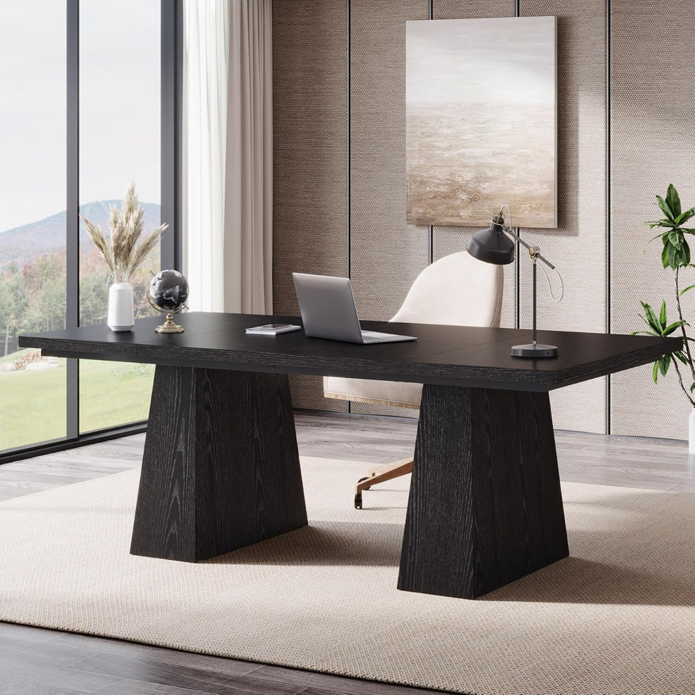 Tribesigns 63-Inch Executive Desk, Large Office Computer Desk with Double Ped...