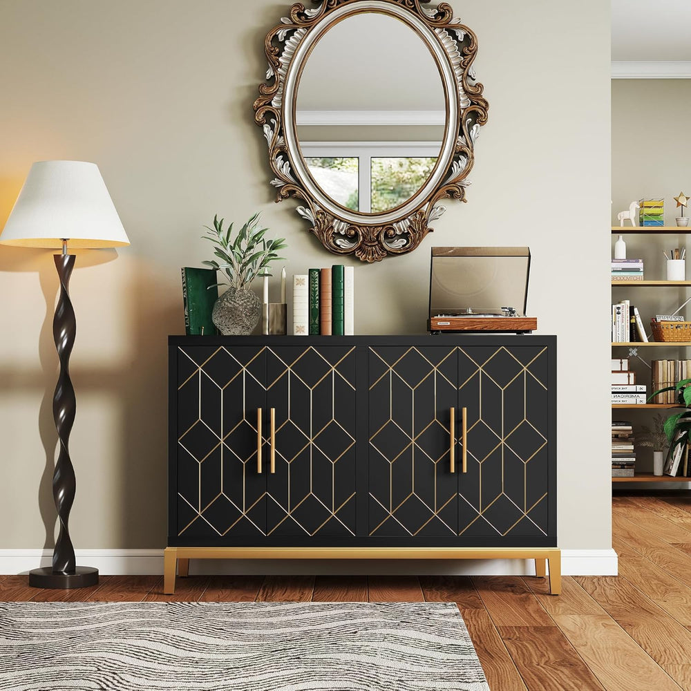 47.8" Storage Accent Cabinet with 4 Doors, Modern Sideboard Buffet Cabin...