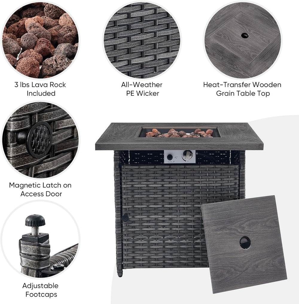 Belord Patio Furniture Set with Fire Pit Table, Outdoor Swivel Rocker Patio C...