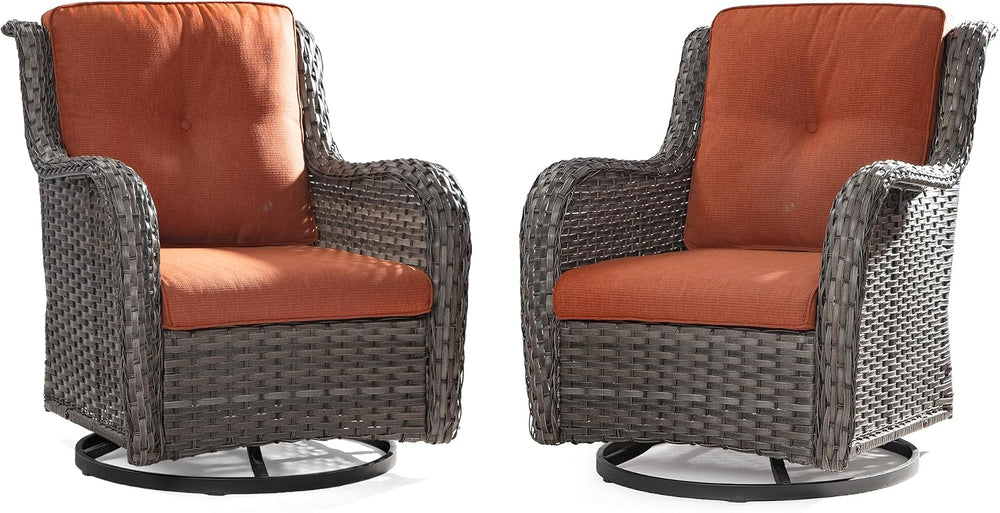 Outdoor Swivel Rocker Patio Chairs Set of 2 - Outdoor Wicker Swivel Glider Ch...