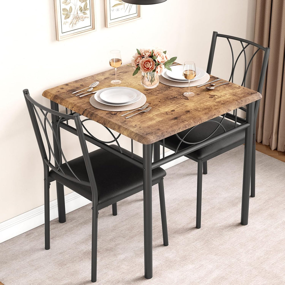 GarveeHome Small Dining Table Set for 2, Square Table and Chairs Set of 2, 3 ...
