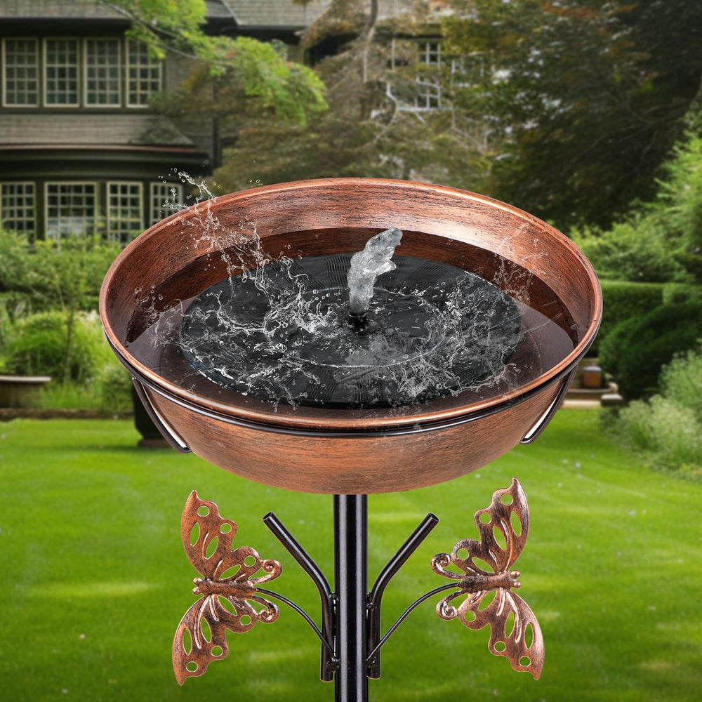 40In Metal Bird Bath for Outdoors,Removable 3" Deep 13" Dia Bowl He...