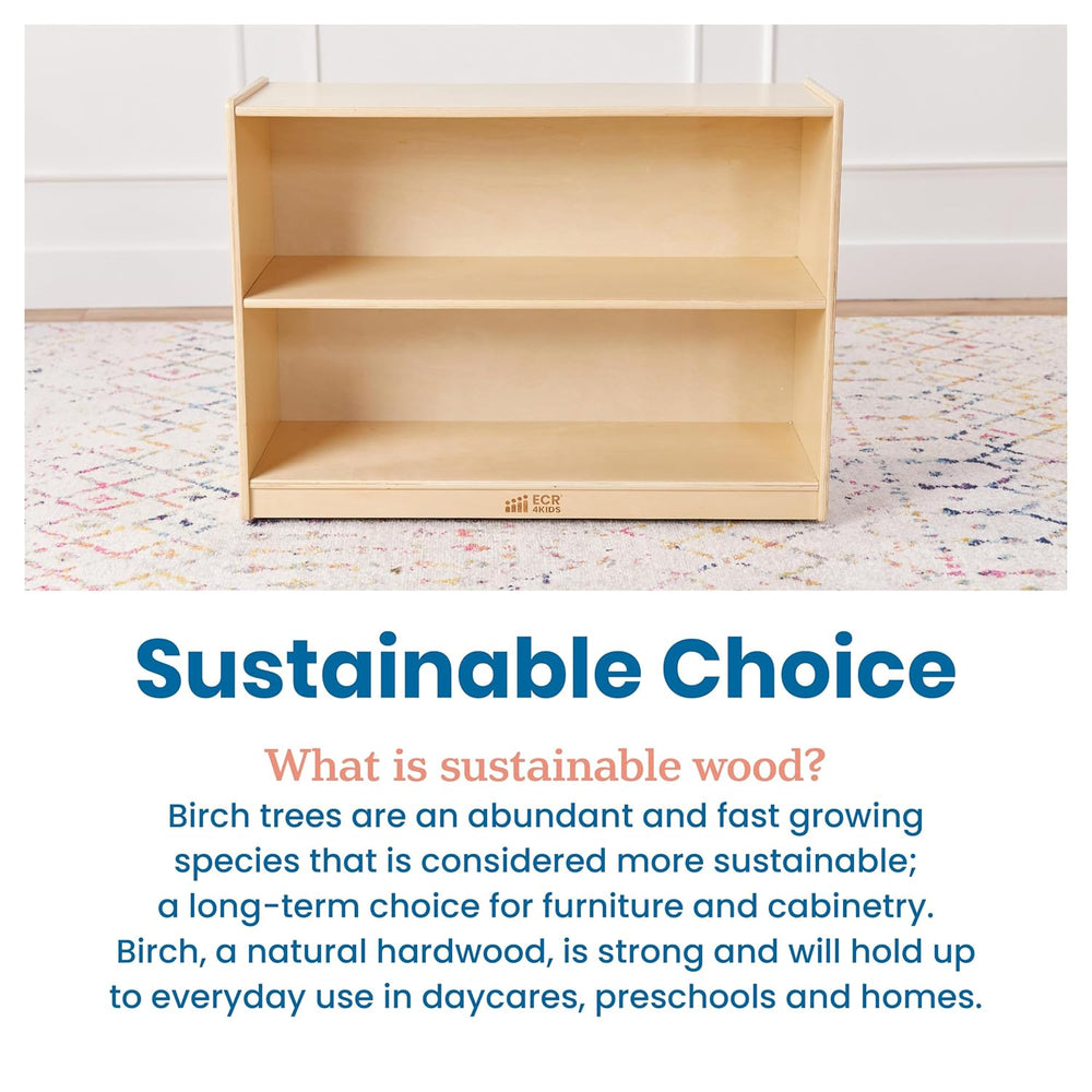 ECR4Kids 2-Shelf Mobile Storage Cabinet, Classroom Furniture, Natural | Durab...