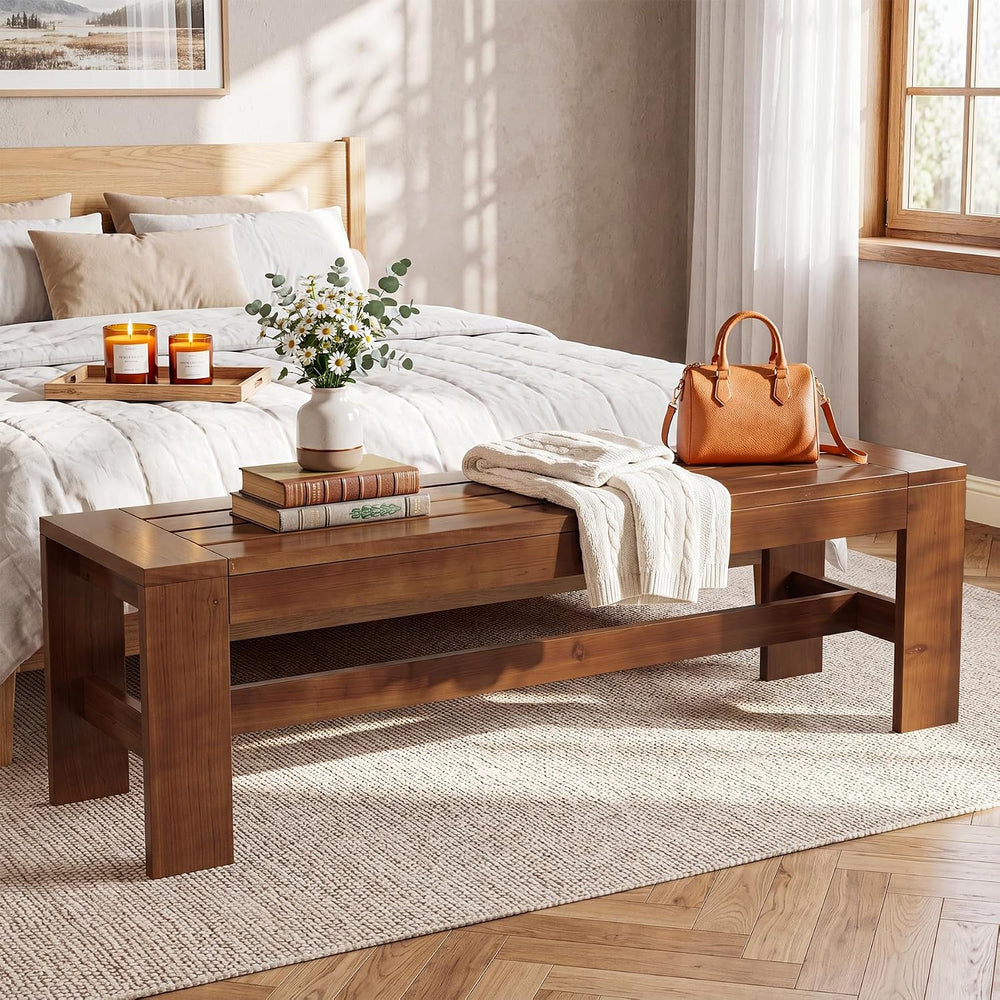 55'' Solid Wood Dining Bench, Farmhouse Kitchen Table Bench for Dinin...