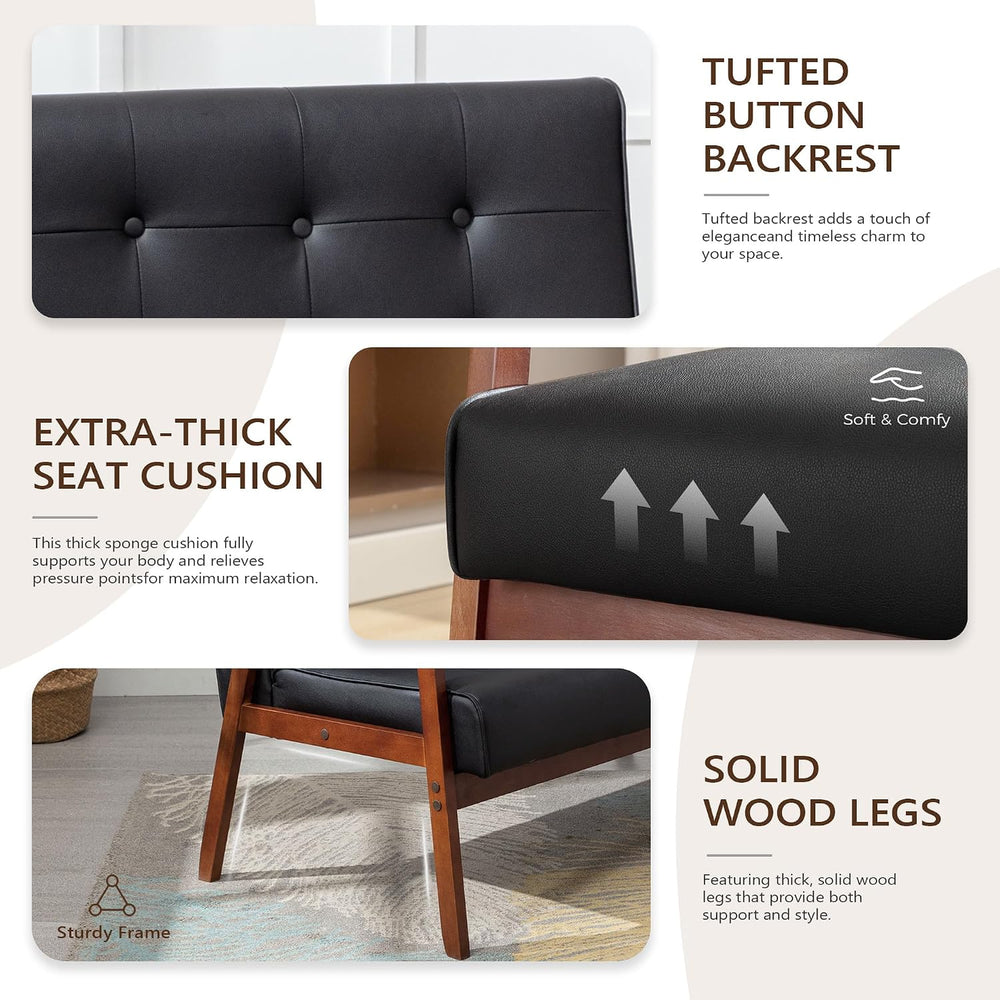 JIASTING Wooden Loveseat Sofa and Accent Chair Set of 2, Office