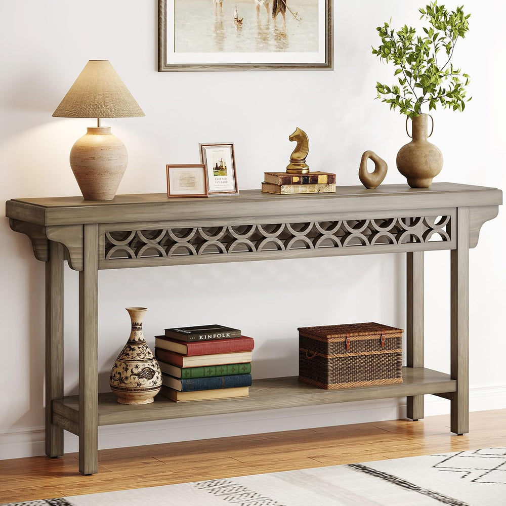 Tribesigns 70.8-Inch Solid Wood Long Console Table, Farmhouse Entryway Table ...