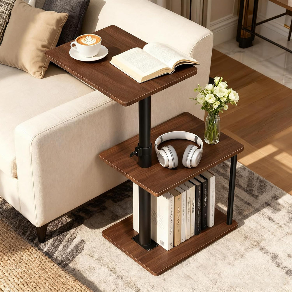 Faesun Swivel Side Table for Couch Arm, Height Adjustable C Shaped End Table ...