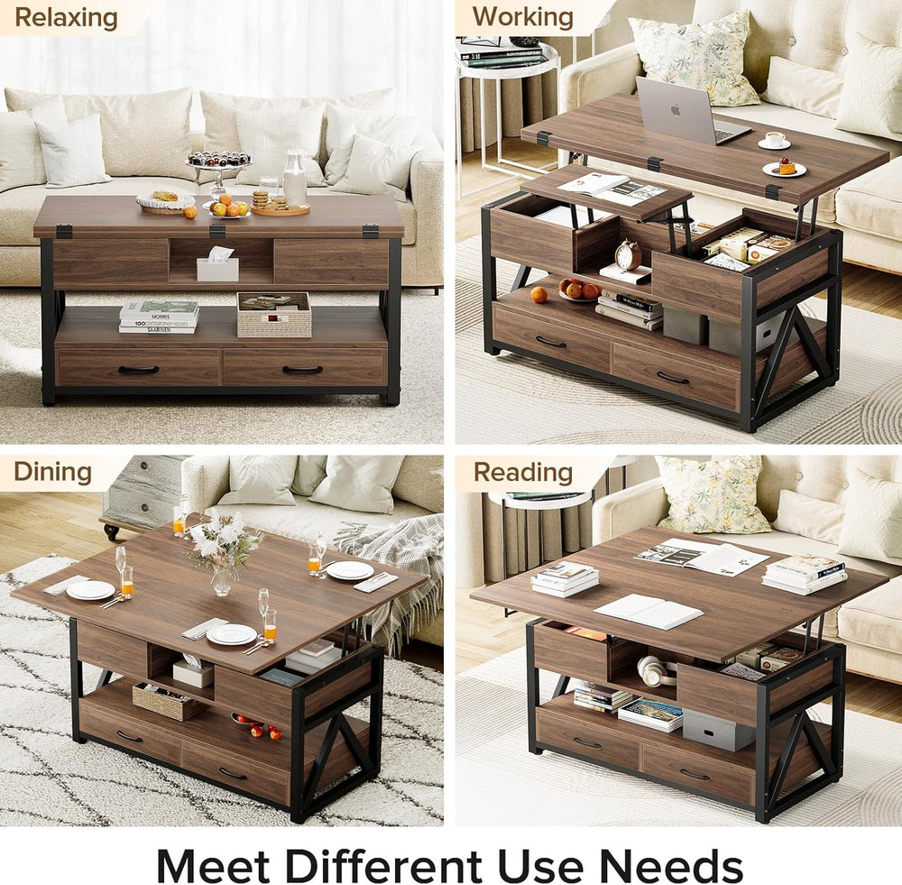 Memobarco 40" Lift Top Coffee Table with Storage,Walnut
