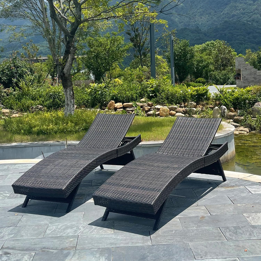 Set of Foldable Long Reclining Patio Seating Chairs, 2 Folding Chairs Patio C...
