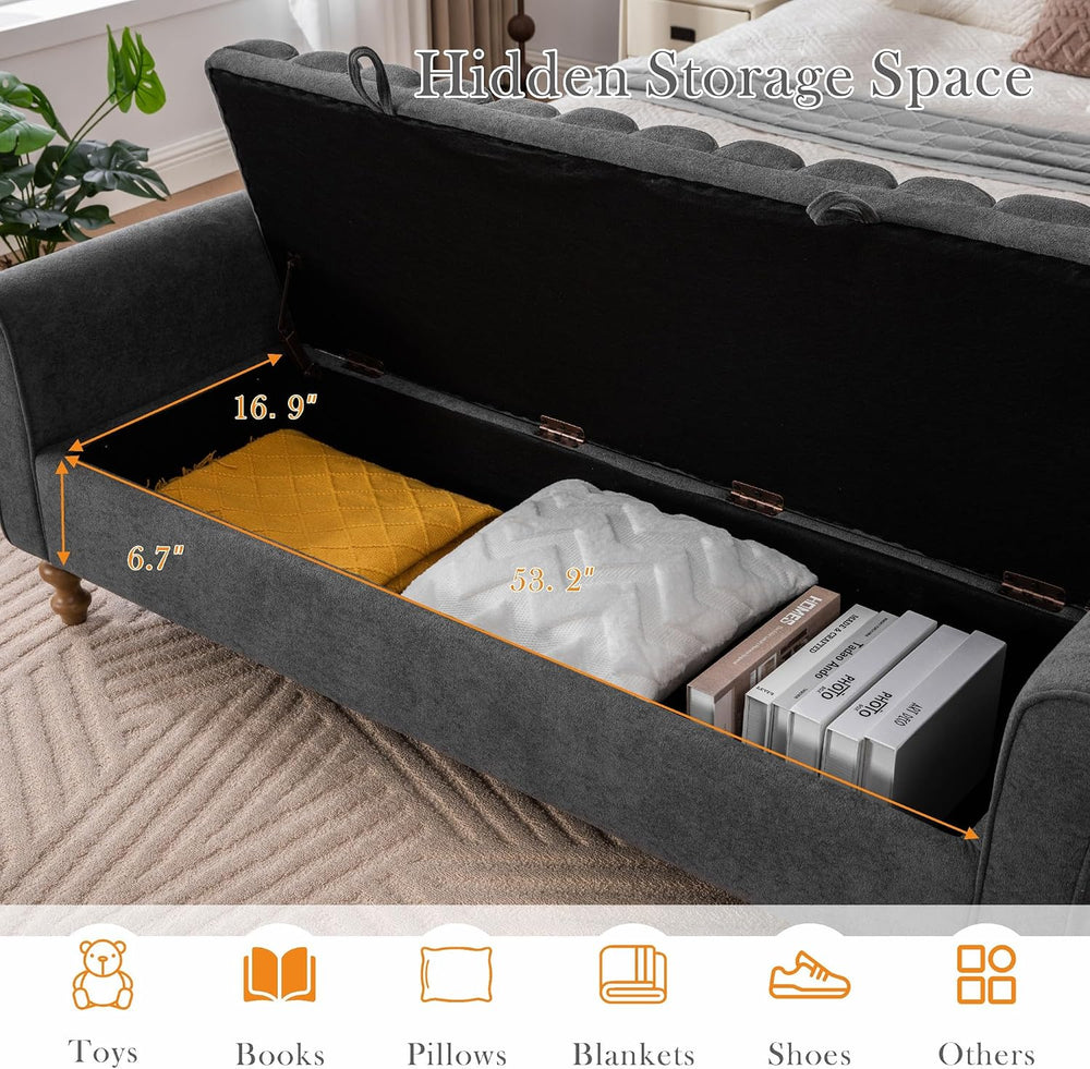 Aoiy & Wifon 65.55" W Large Storage Ottoman Bench, King Size End of ...