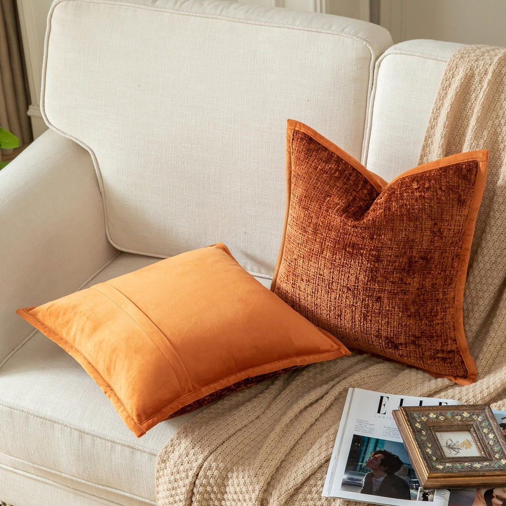 Yaertun Pack of 2 Chenille Textured Decorative Throw Pillow Covers Accent Sol...