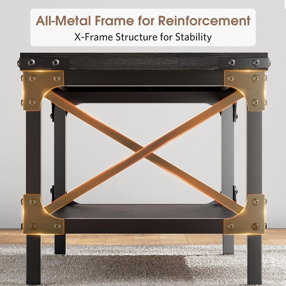 Rectangle Coffee Tables for Living Room, Wood Rectangular Coffee Table, 2 Tie...