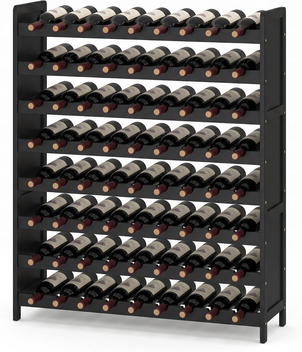 Wine Rack Freestanding Floor 72 Bottle, Bamboo Wine Storage Bottle Holder | 8...