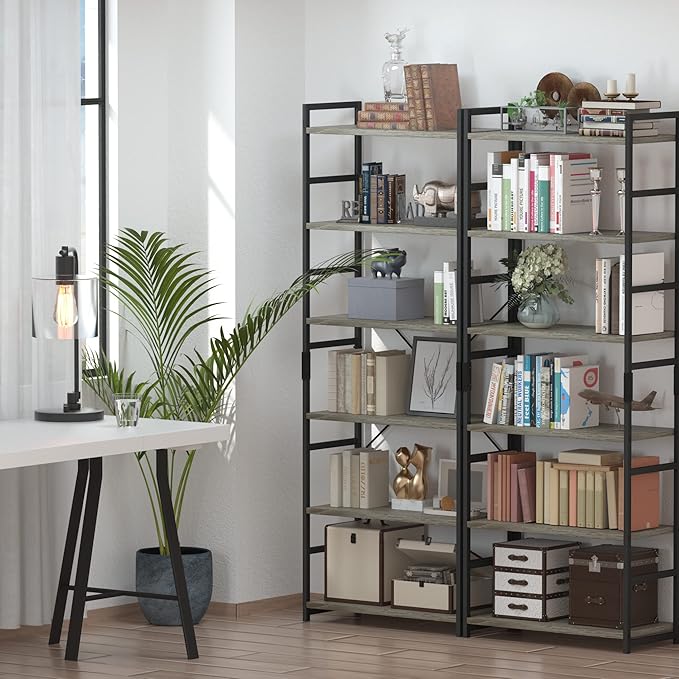 NUMENN 6 Tier Bookshelf, Tall Bookcase Shelf Storage Organizer, Modern Book S...