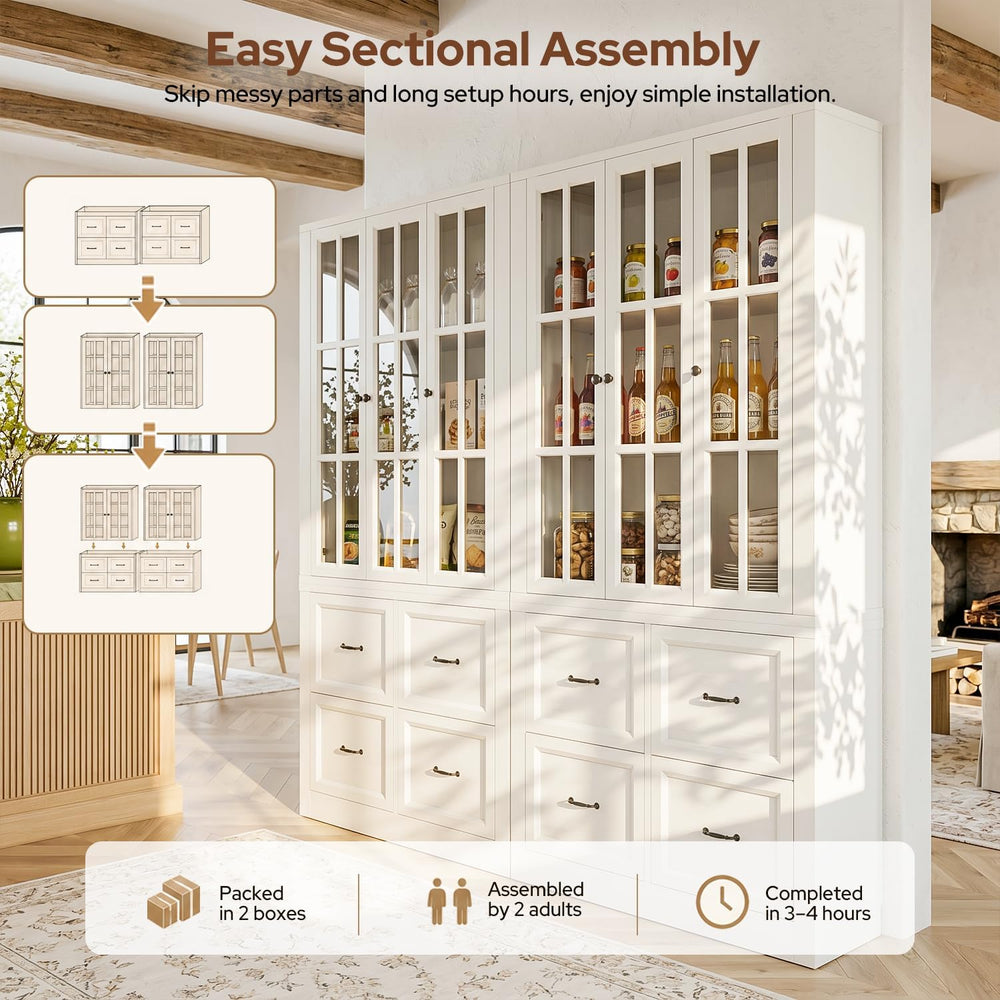 80" Modular Kitchen Pantry Cabinet, 2-in-1 Freestanding Tall Pantry Cabi...