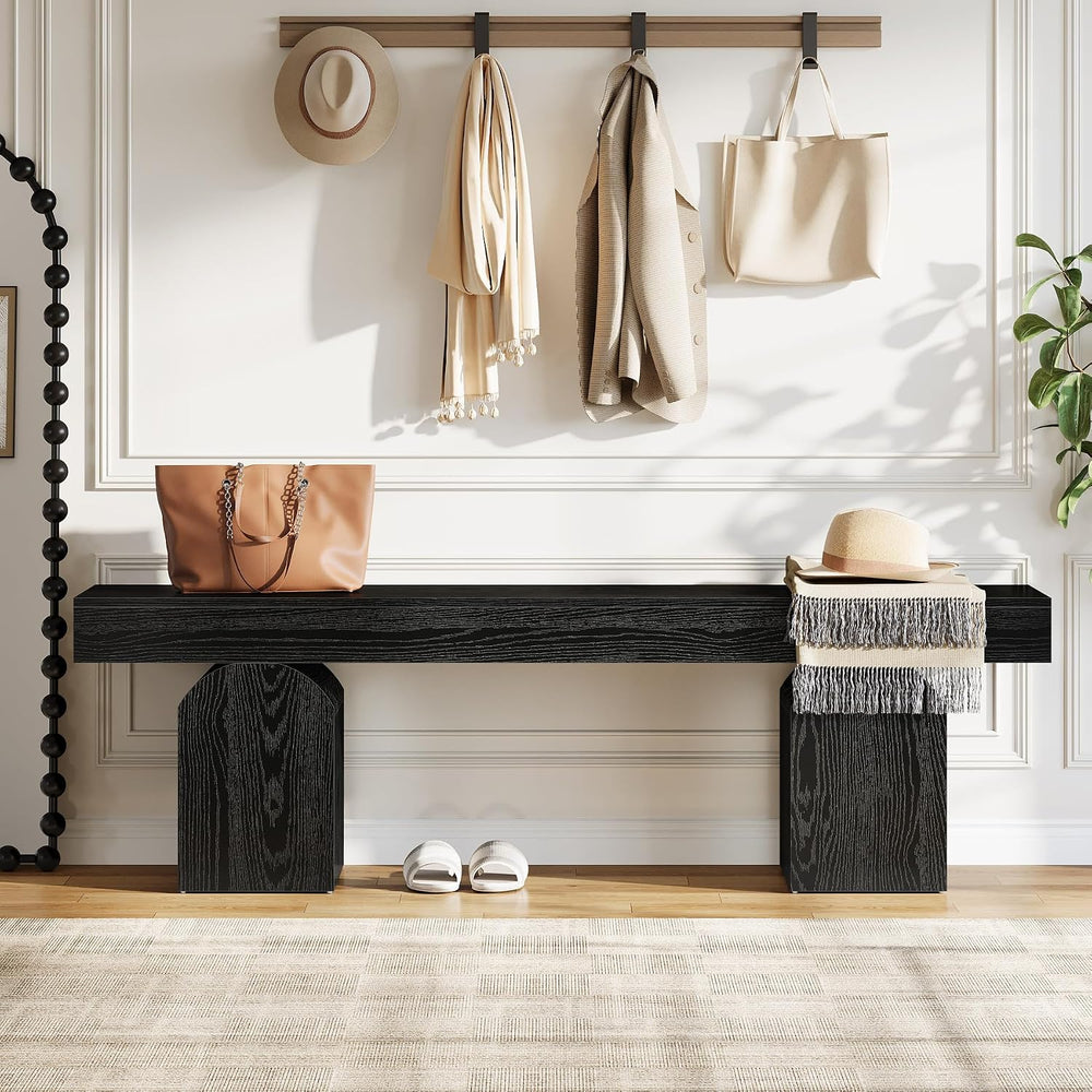 Tribesigns Entryway Bench, 59" Long Black Shoe Bench with Arched Bases, ...