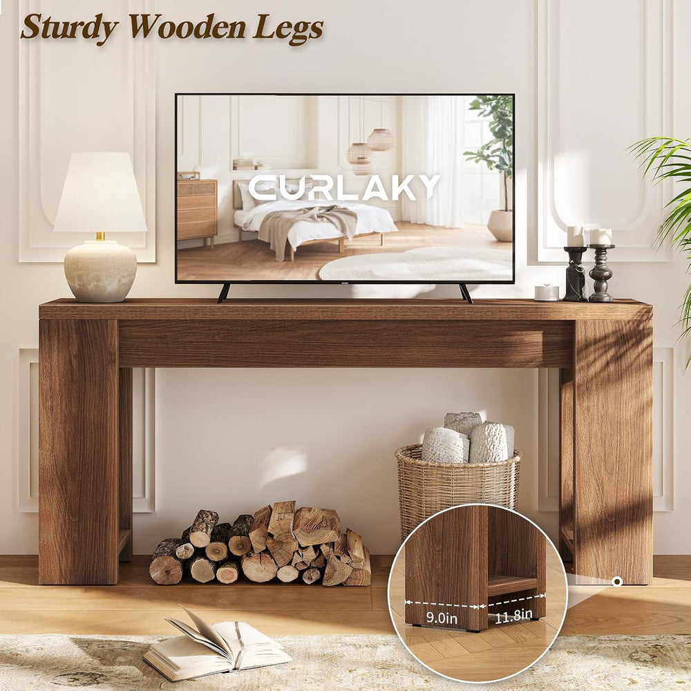 71" Extra Long Console Table, Wood Farmhouse Entryway Table, Behind Couc...