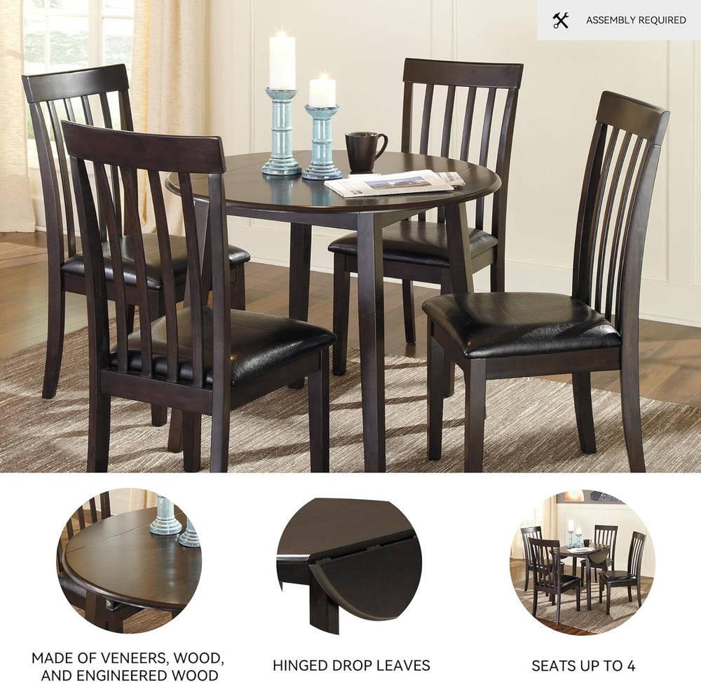 Signature Design by Ashley Hammis Round Dining Room Drop Leaf Table, Seats up...