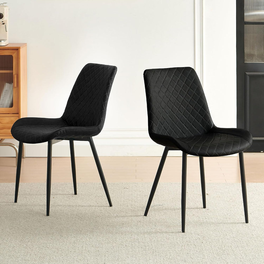PU Leather Dining Chairs Set of 2, Modern Armless Dining Room Chairs, Comfy U...