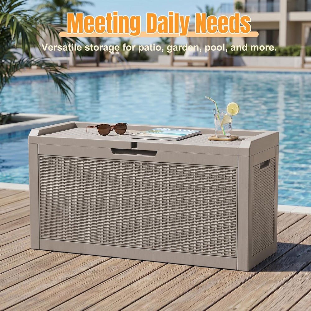 Outdoor Storage Box,100 Gallon Waterproof Resin Patio Deck Box