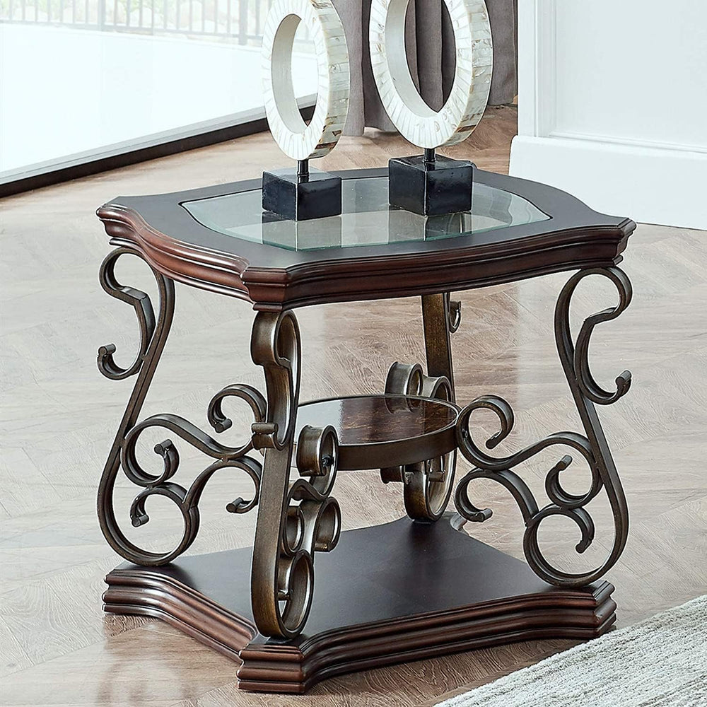 4 Piece Retro Coffee Table Set, Mid Century Modern Living Room Table Set, Tra...