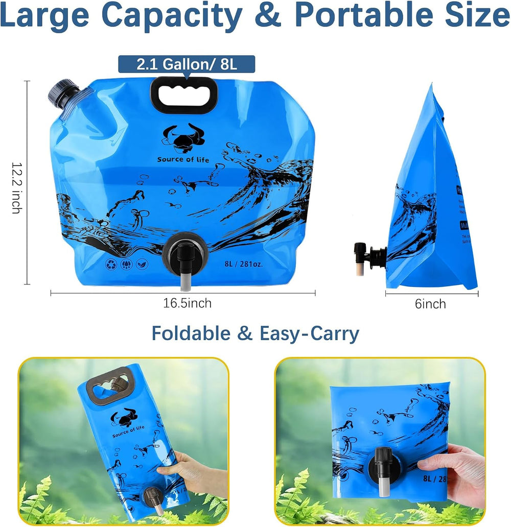 Water Jug Camping 2.1 Gallon Collapsible with Spigot, BPA Free Portable Water...