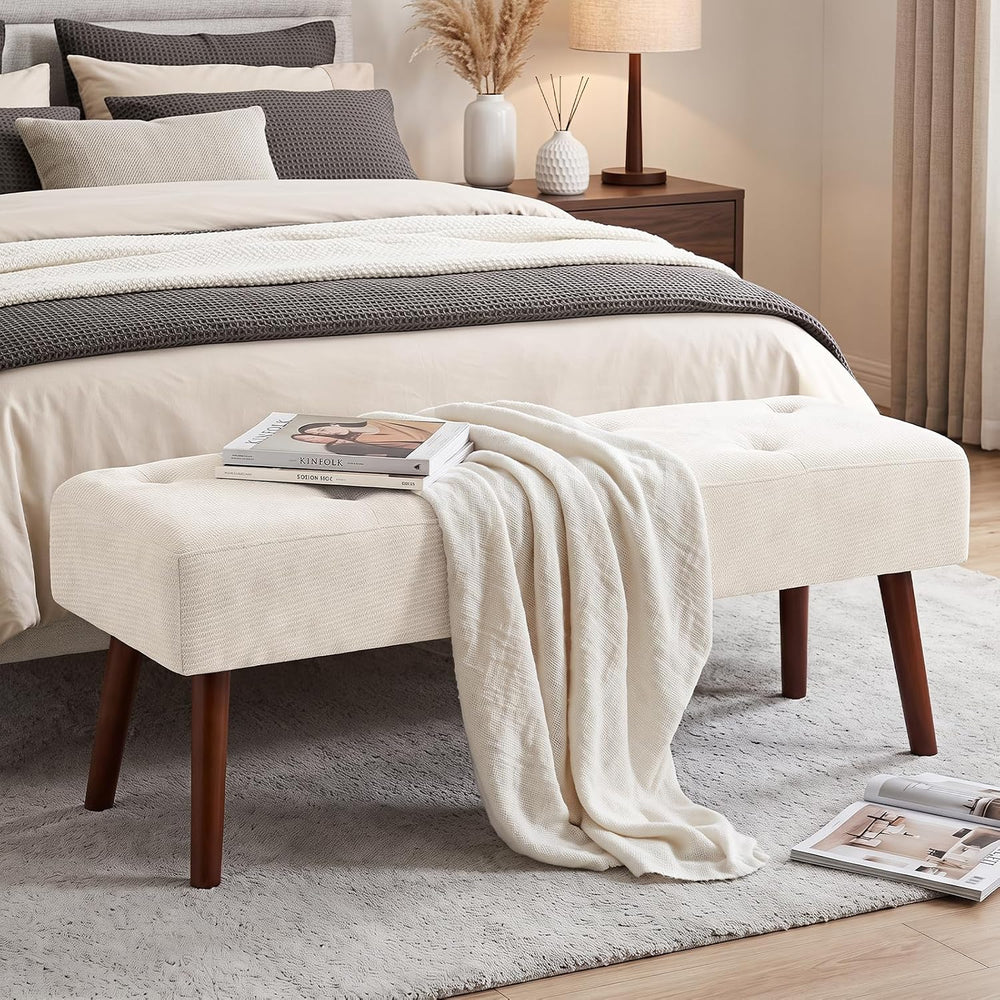 Furniliving 44 Inch Bedroom Bench, Modern Ottoman End of Bed Bench, Upholster...