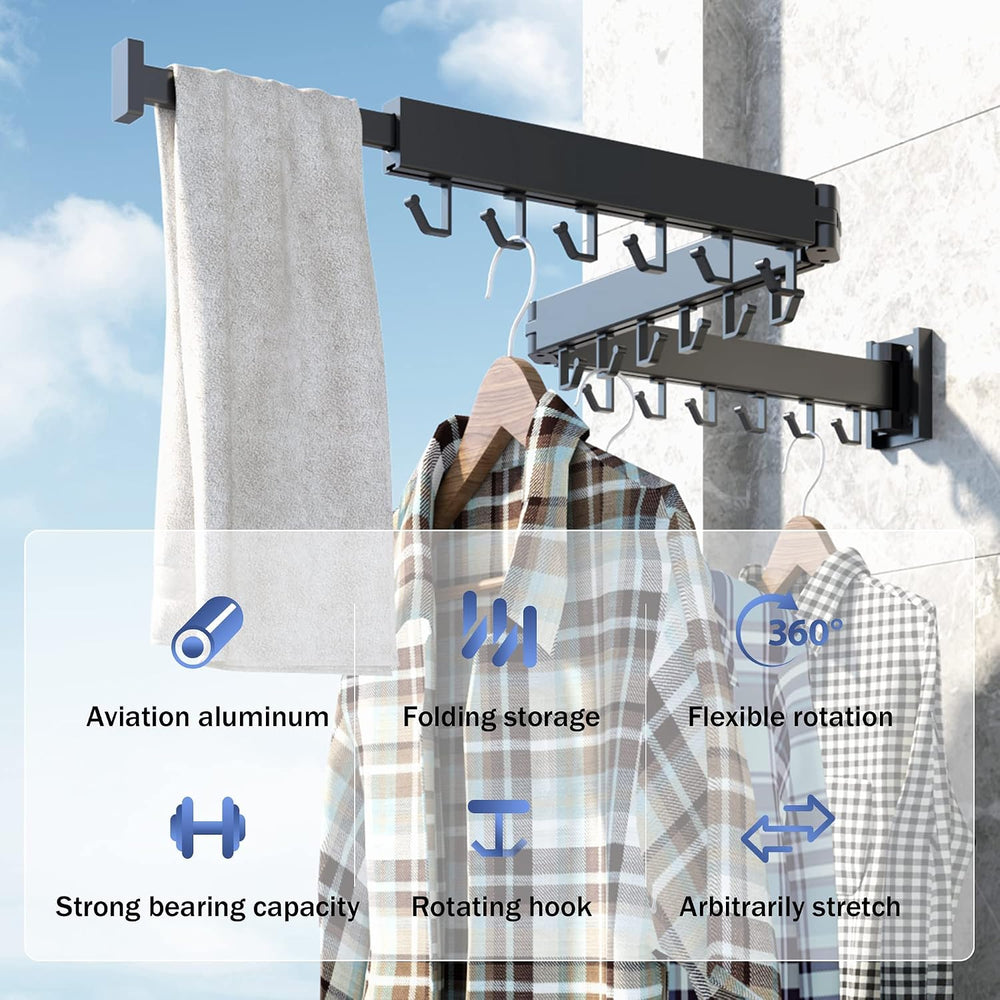 HEILAIYI Clothes Drying Rack for Laundry,Wall Mounted Clothes Hanger Rack,Fol...