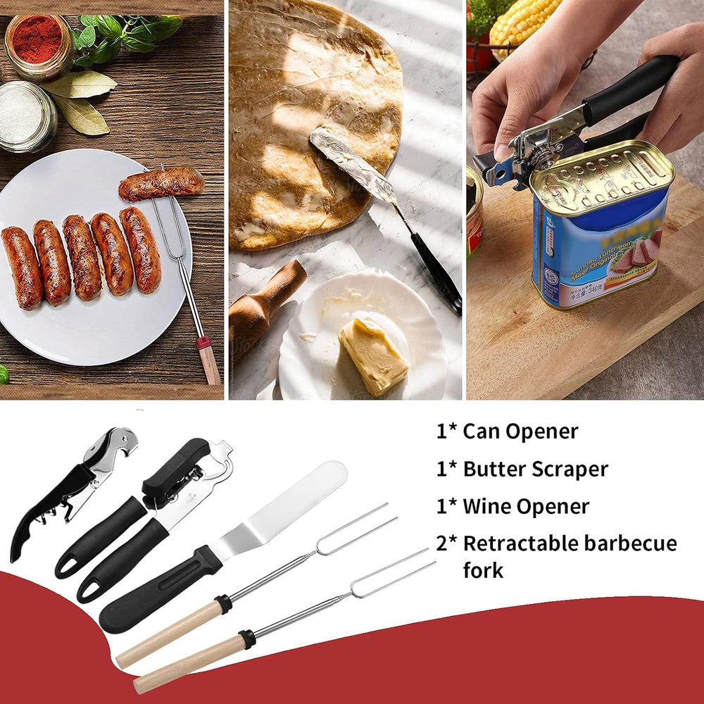 Portable Camping Kitchen Utensil Set-27 Piece Cookware Kit, Stainless Steel O...