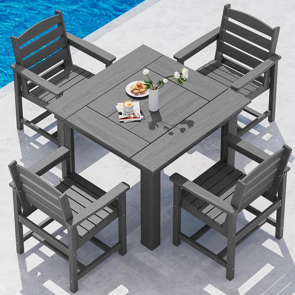 SERWALL HDPE Outdoor Square Dining Set for 4