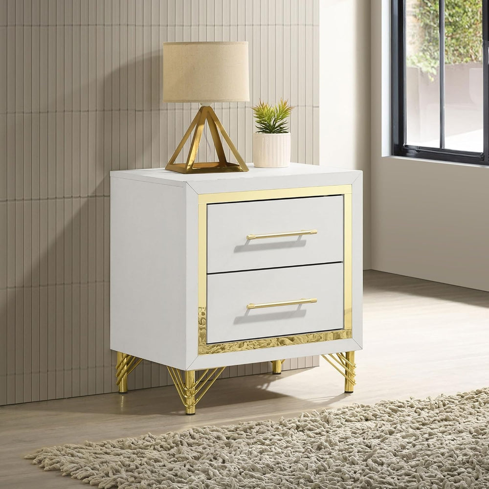 White 2-Drawer Nightstand Bedside Table,for Small Spaces