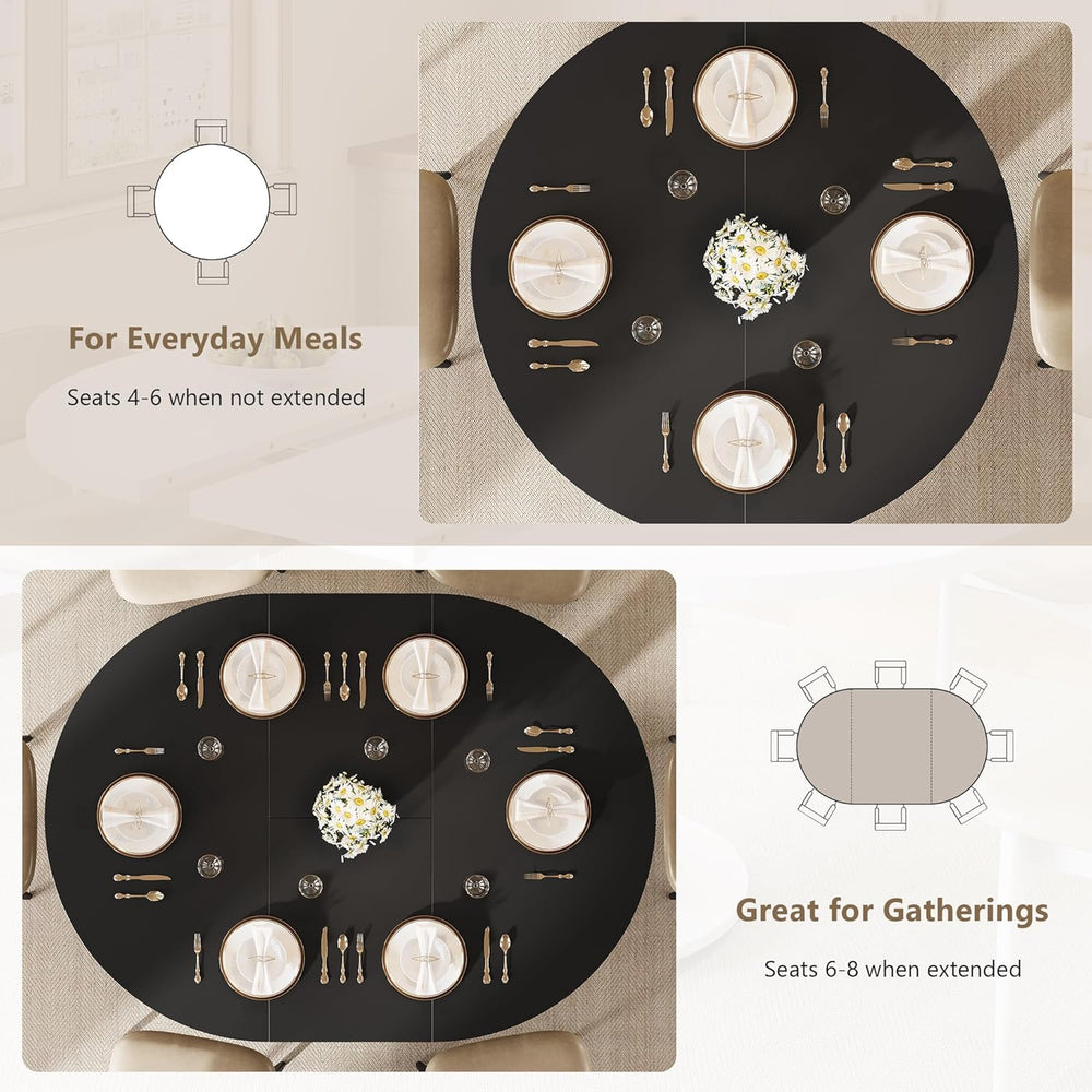 Einhomn 59" Extendable Round Dining Table for 6-8, Kitchen Table with St...