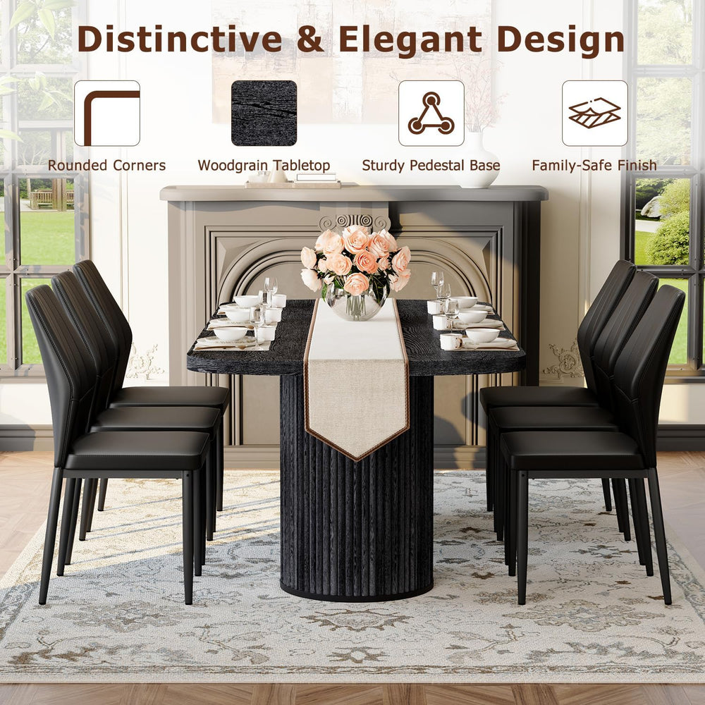 79" Black Dining Table Set for 10,Large Dining Room Table Set for 10 wit...