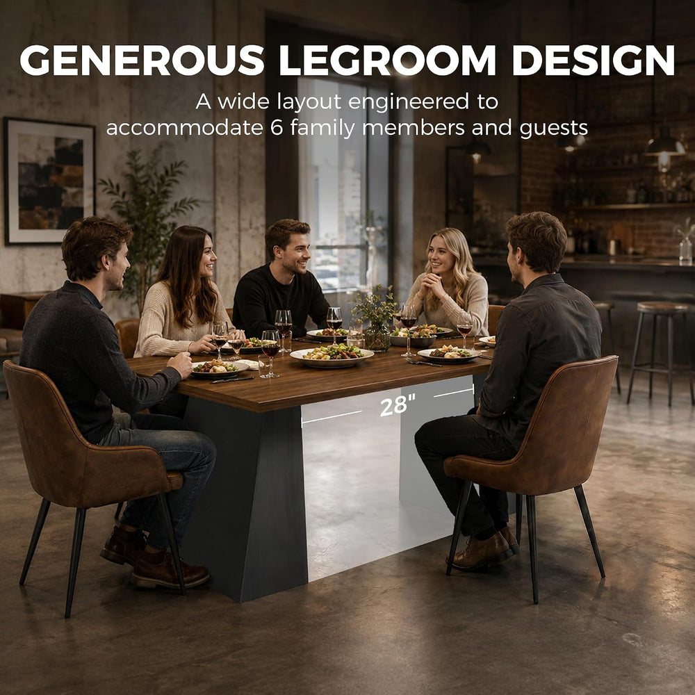 HOMCOM Modern Dining Table for 6, 63" Rectangle Kitchen Table with Trape...