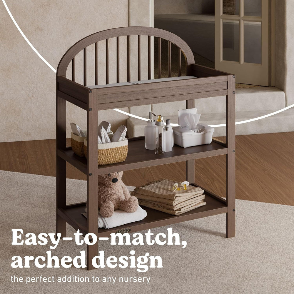 Graco Olivia Changing Table with Water-Resistant Changing Pad, Hazelnut