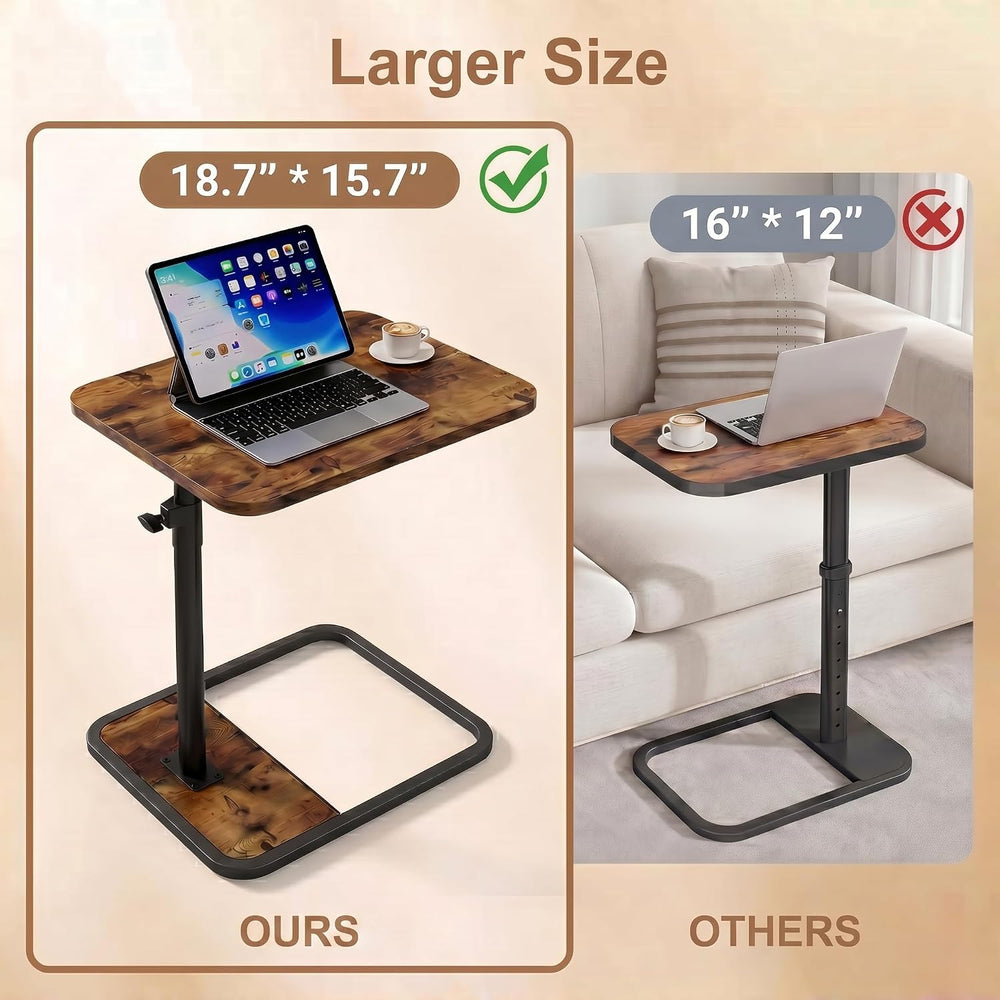 YUHFERA Large 2-Pack TV Tray Tables for Couch, Adjustable Height, Brown