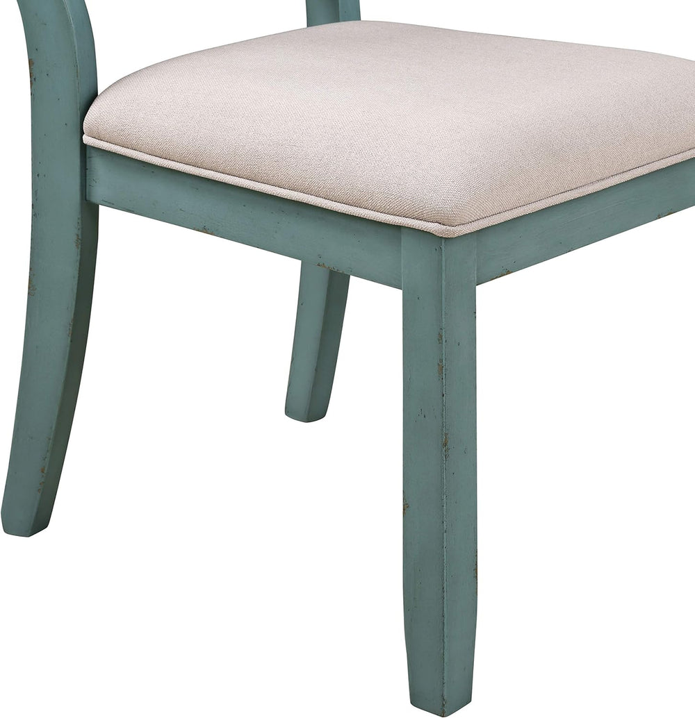 Roundhill Furniture Prato 6-Piece Dining Set, Dining Table with 4 Cross Back ...