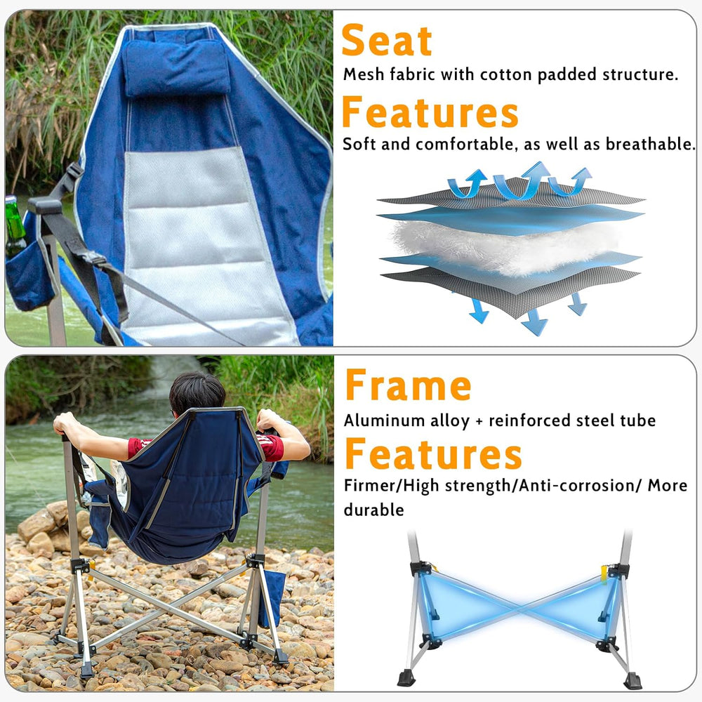 2-Pack Aluminum Hammock Chair with Footrest, Oversized Portable Folding Swing...