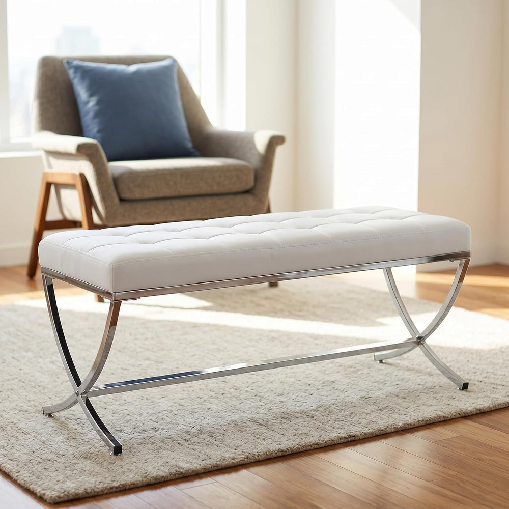 DUOMAY Modern Tufted Ottoman Bench, 45.75" W x 16.5" D x 19.25"...