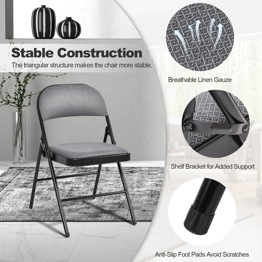 GIANTEX 6-Pack Folding Chairs Set - Waiting Room Chairs with Metal Frame, Fab...