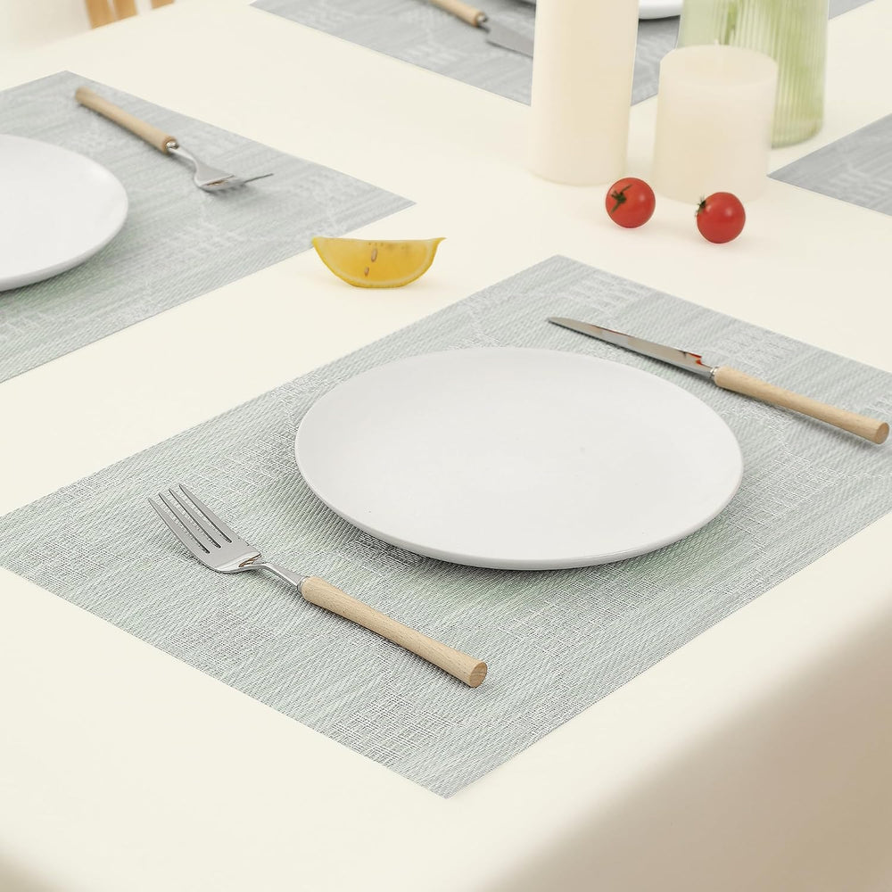 Mint Cream Placemats Set of 12 - Heat Resistant Non-Slip Place mats for Dinin...
