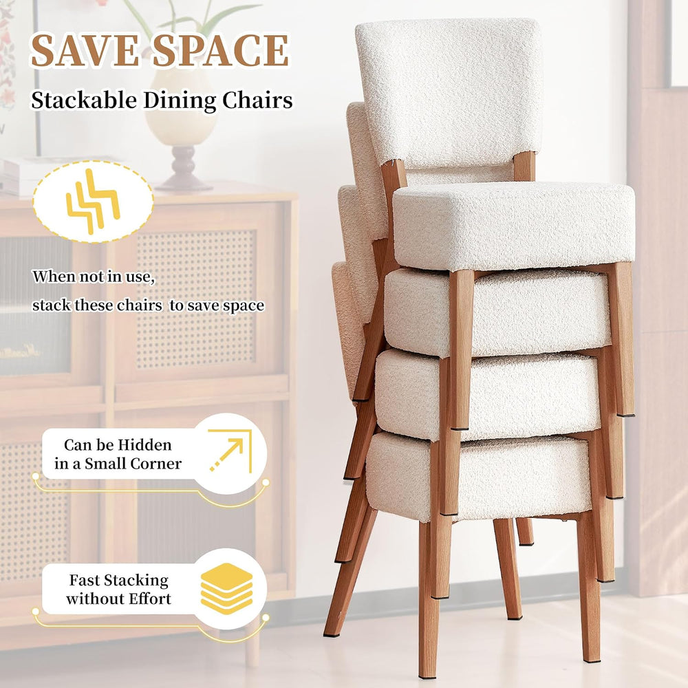 Stackable Dining Chairs Set of 2, Modern Fabric Upholstered Kitchen Side Chai...