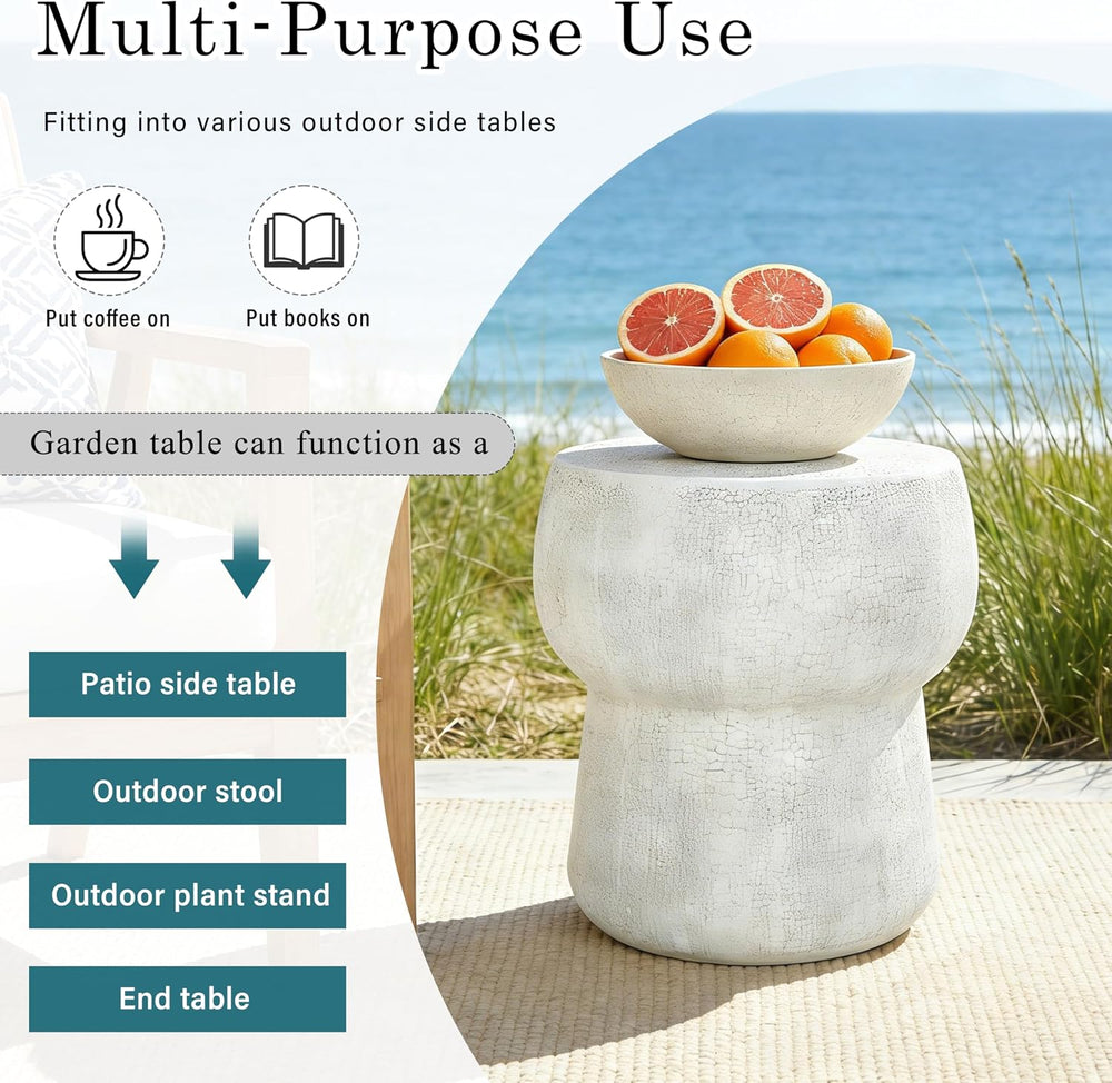 14.37" Side Table with Crack Process,Morden Concrete Accent Coffee Table...