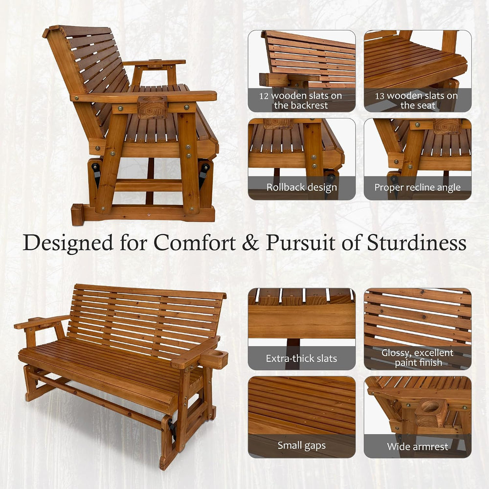 Fortune Candy Patio Glider with Cup Holders, High Roll Back and Deep Contoure...