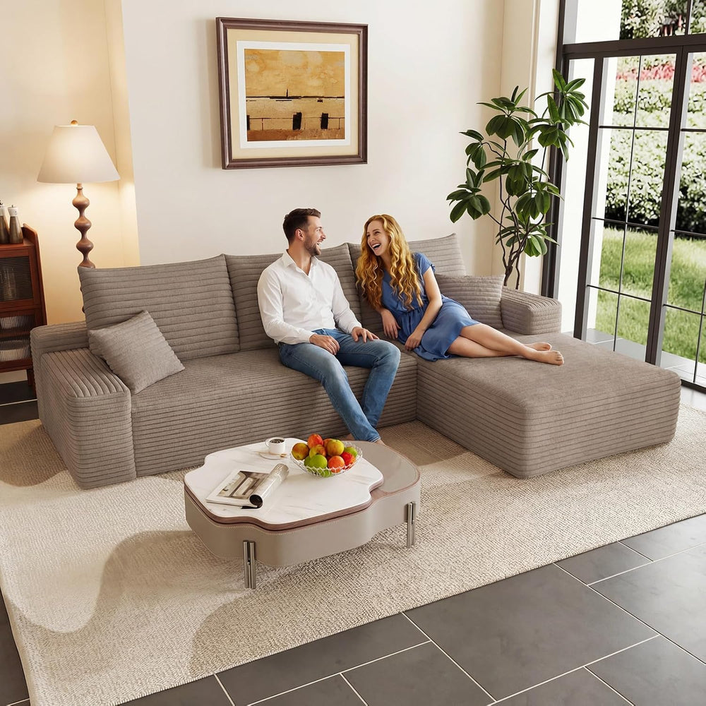 95" Cloud Sectional Couch with L-Shape Chaise, Modular Comfy Sofa Chaise...